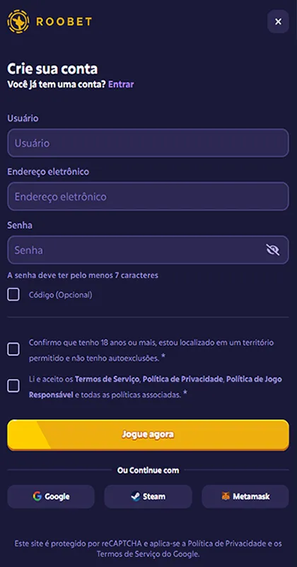 Roobet Registro